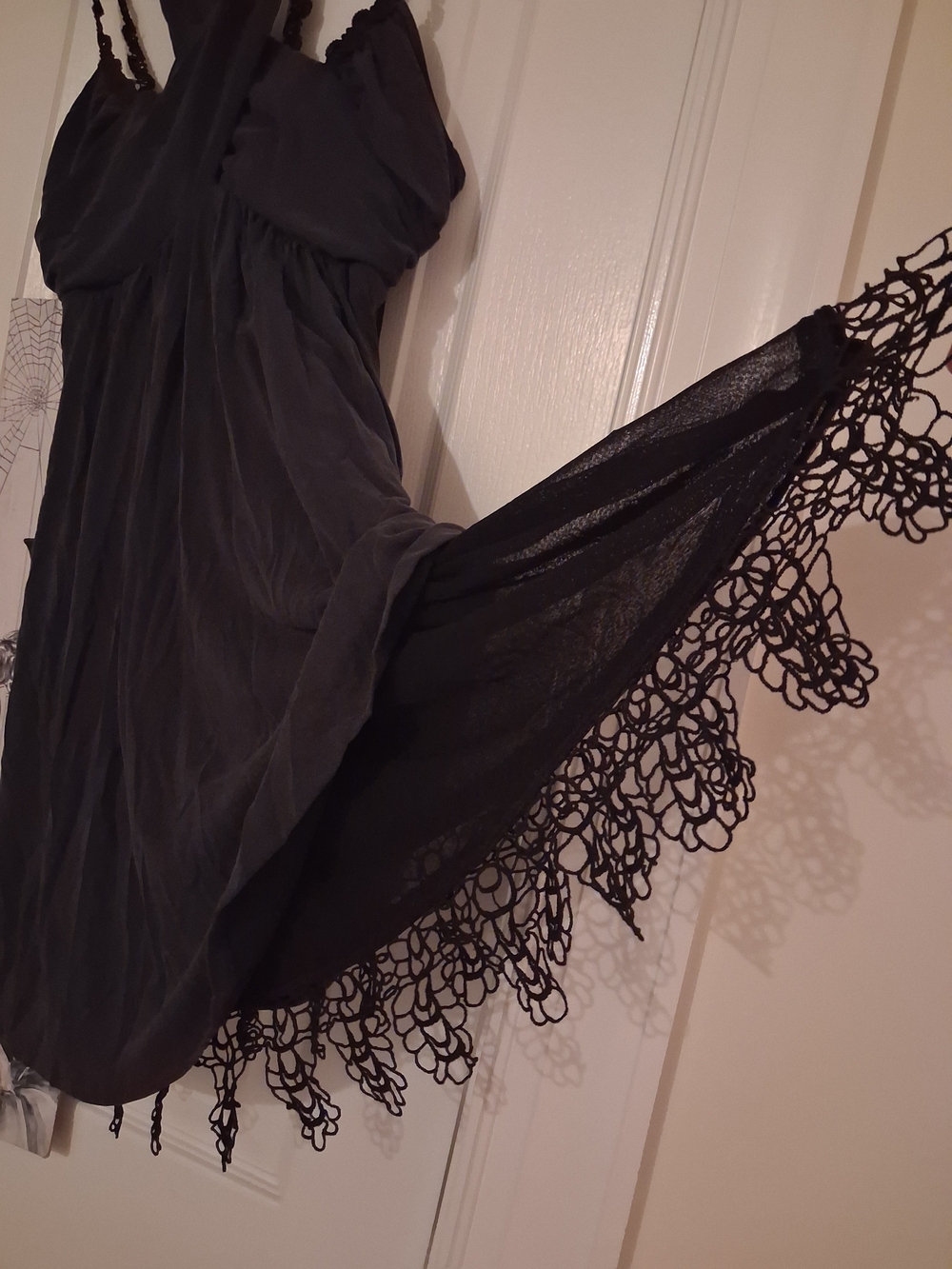 Original Free People Black Crochet-Trim Slip Dress Vintahe